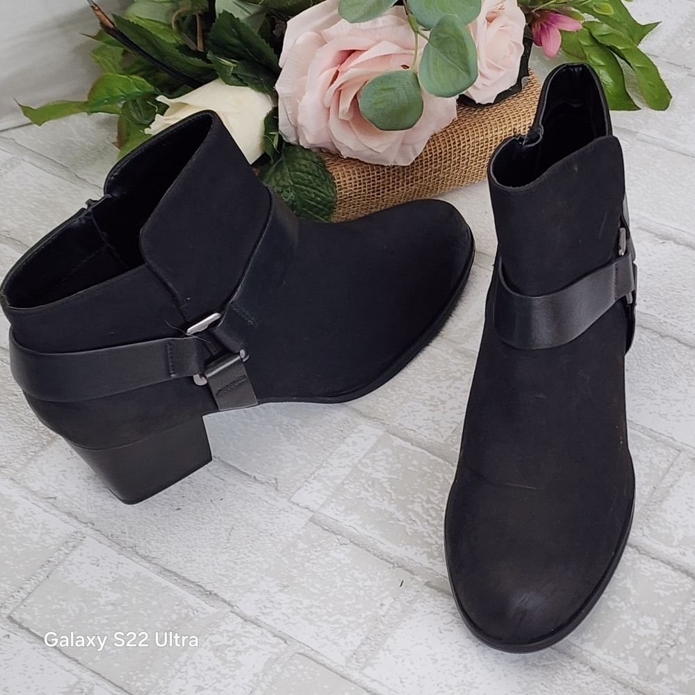 Classic Black Ankle Boots with Decorative Strap Detail